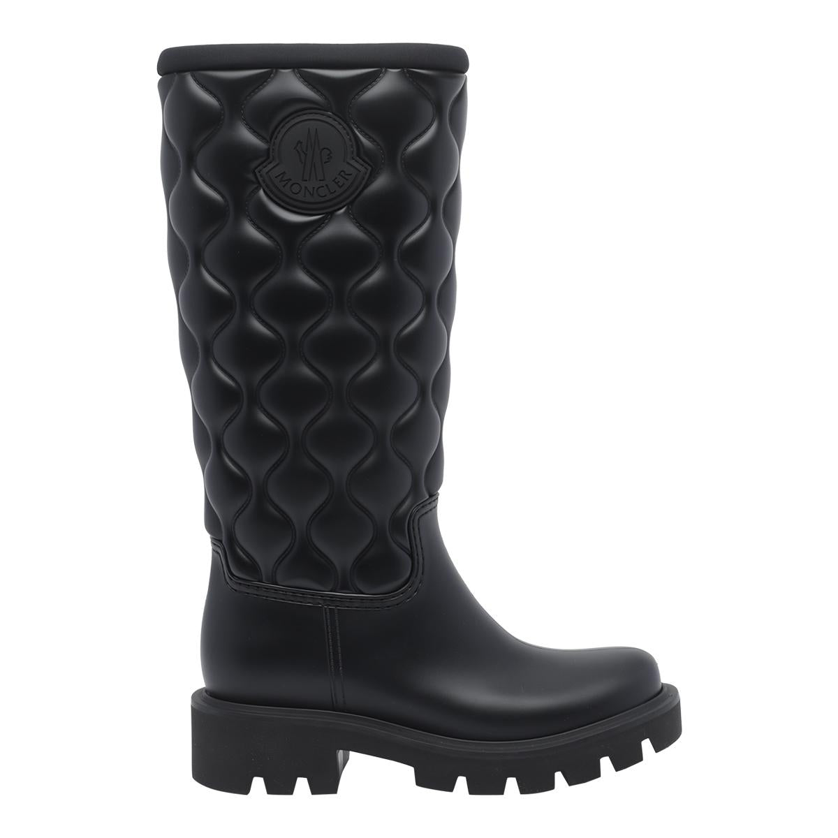 Moncler Black Leather Mid-Calf Ankle Boots