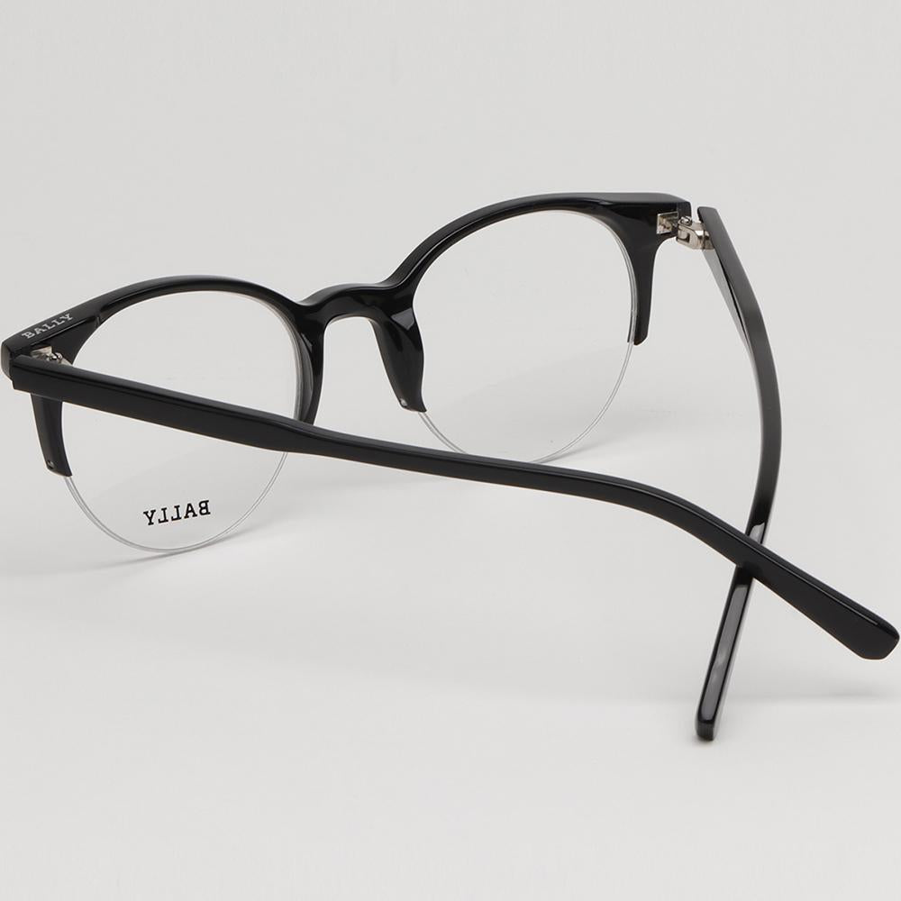 BALLY Round Semi-Rim Eyeglass Frames Unisex Half-Horn Style BY5018 001