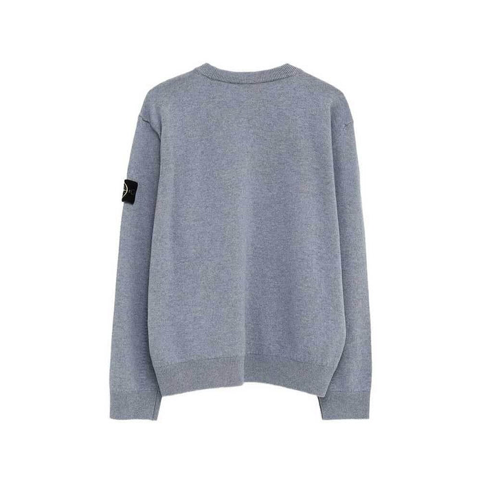 STONE ISLAND Avio Blue Crewneck Knit Sweater Men 5100010
