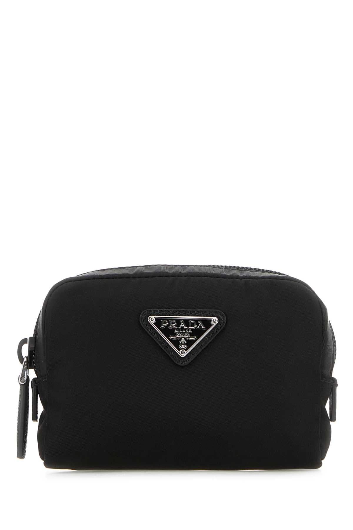 PRADA Black Leather Zip Pouch