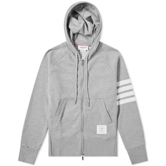 THOM BROWNE Two-Way Zip Hoodie with Armband Stripe Wom MJT022H00535068 LGRAY DOM