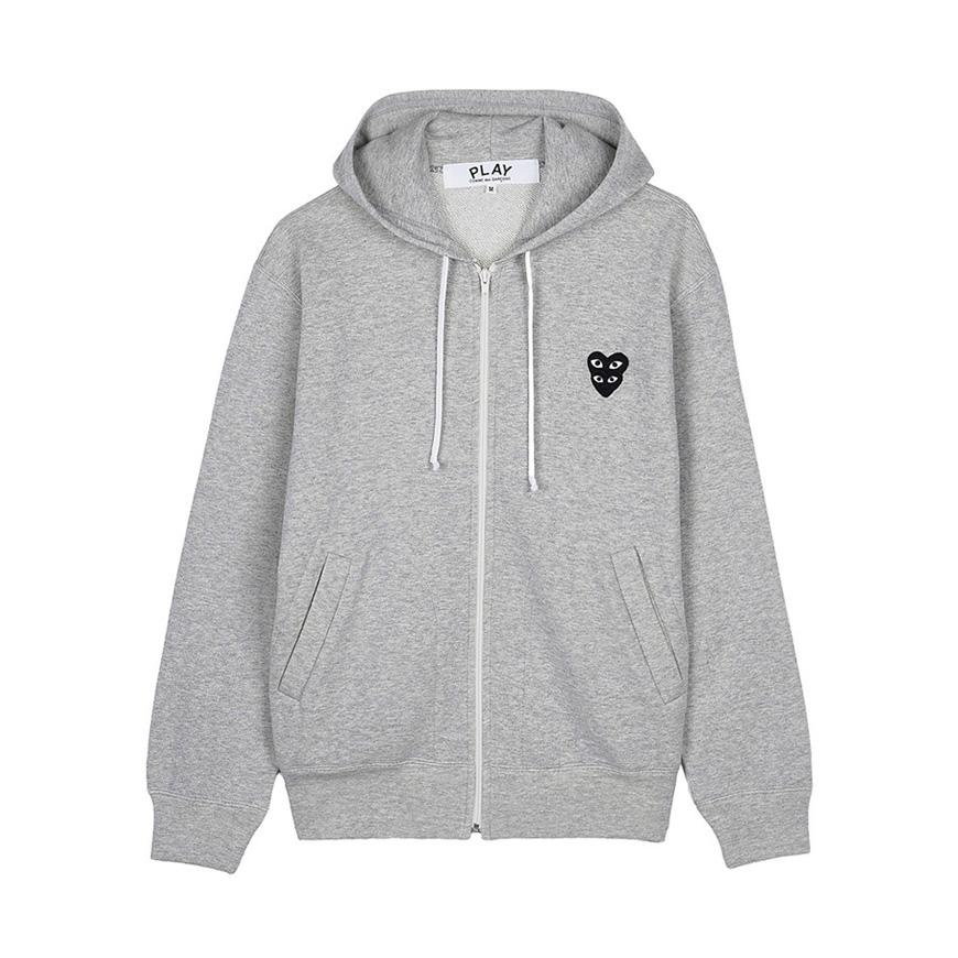Comme des Garcons Unisex Black Heart Patch Zip Hoodie AX T302 051 GREY