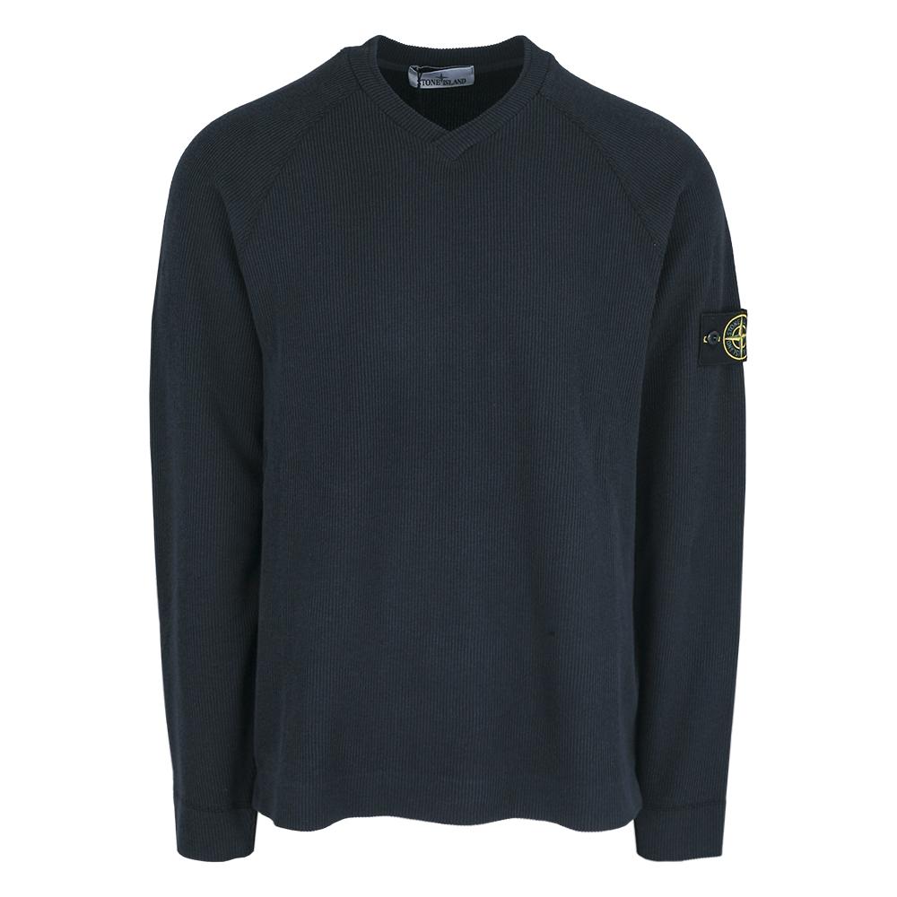 STONE ISLAND Men's V-Neck Ribbed Knit Long Sleeve Sweater 781564856 V0020