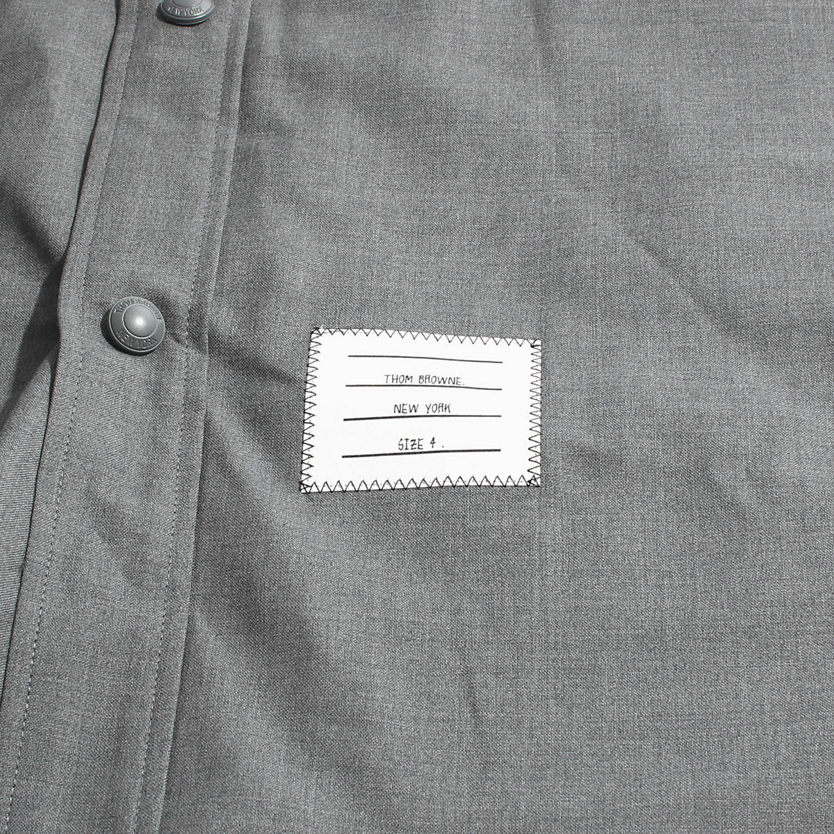 THOM BROWNE 4-Bar Oversized Wool Shirt Jacket Gray MJO055A 035