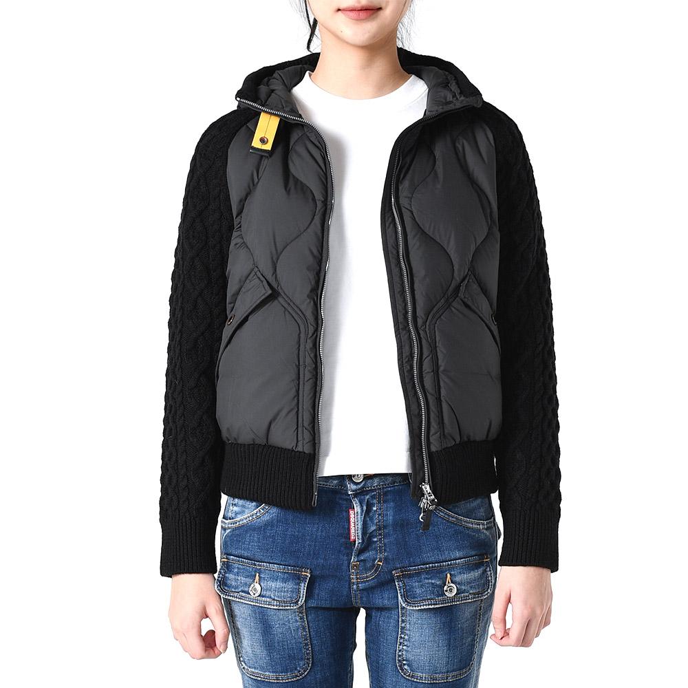 Parajumpers Knit Mix Padded Hooded Zip Jacket Black