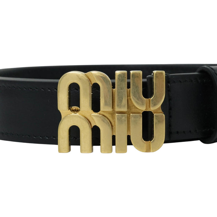 Miu Miu Logo Leather Belt Black Women’s Accessory