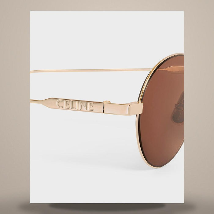 CELINE Metal Frame 28 Sunglasses Light Gold Brown 4S348CMLB 35LR