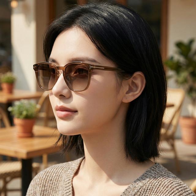 TOM FORD Clear Acetate Oversized Asian Fit Unisex Sunglasses TF1051K 45F