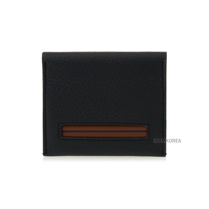 Zegna Men’s Contrast Bar Leather Card Holder Wallet E1914Z NVS