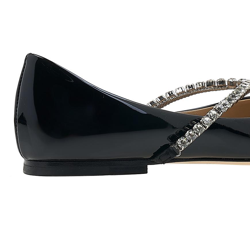 Jimmy Choo Genevi Flat Shoes for Women GENEVI FLAT BOB BLACK CRYSTAL