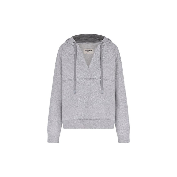 Max Mara Grey Jersey V-Neck Hoodie Top 2625926011 003