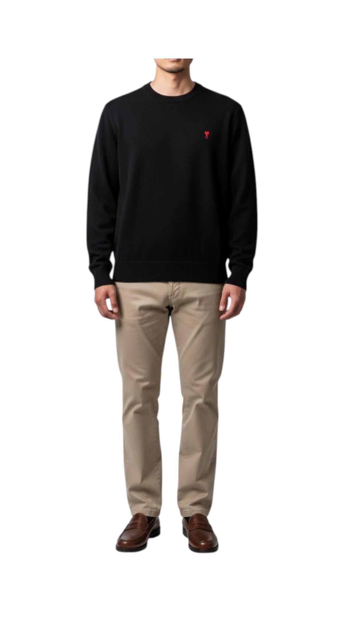 AMI Heart Logo Wool Crewneck Sweater Unisex BFHKS001 001
