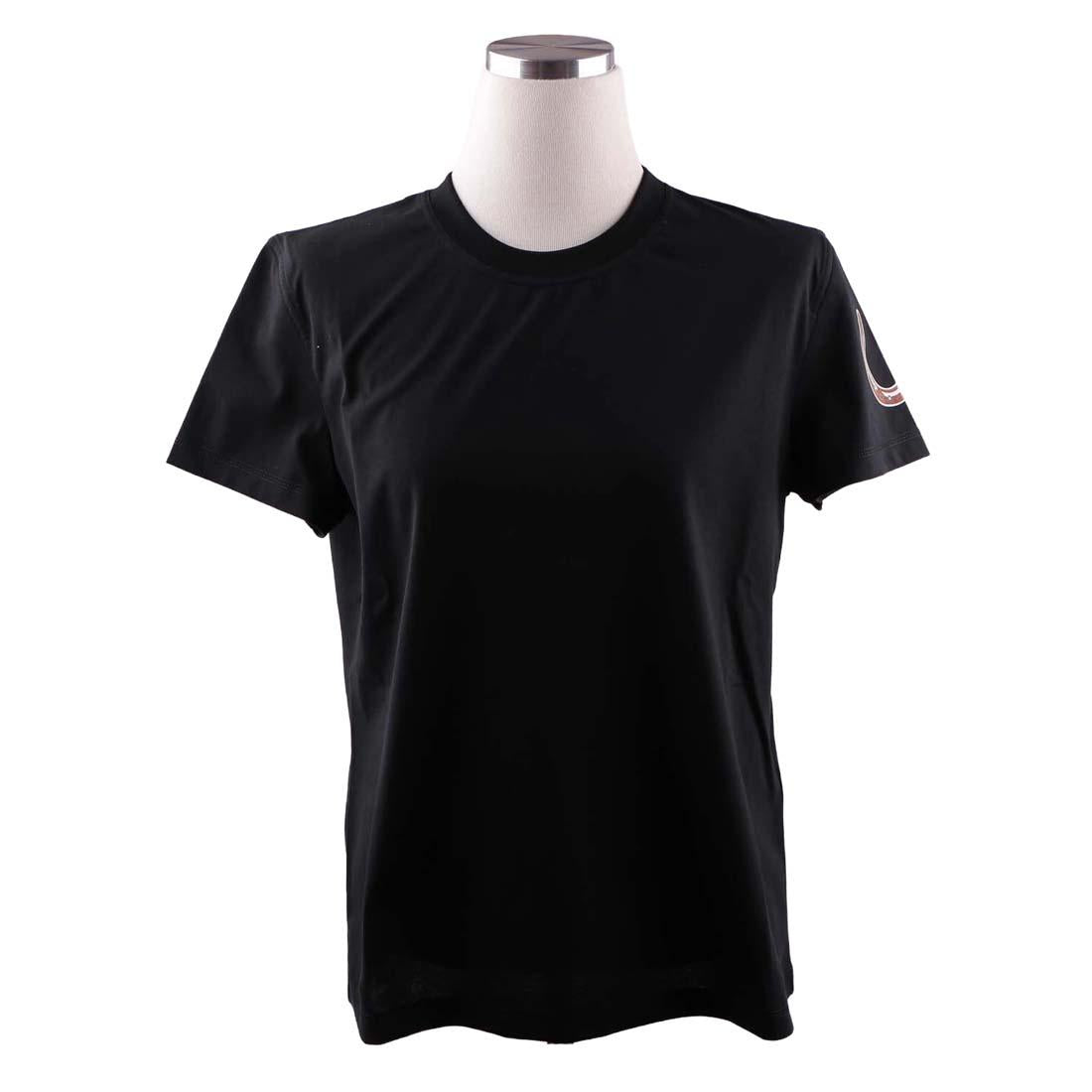HERMES Printed Straight Short Sleeve Cotton T-Shirt Noir