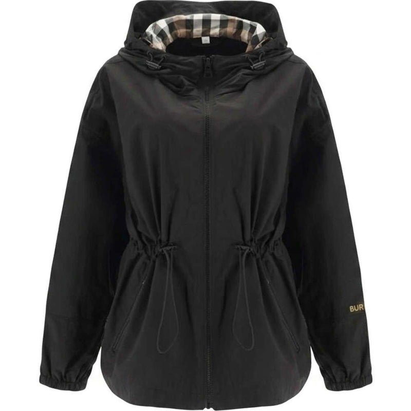 BURBERRY Black Hooded Jacket for Women