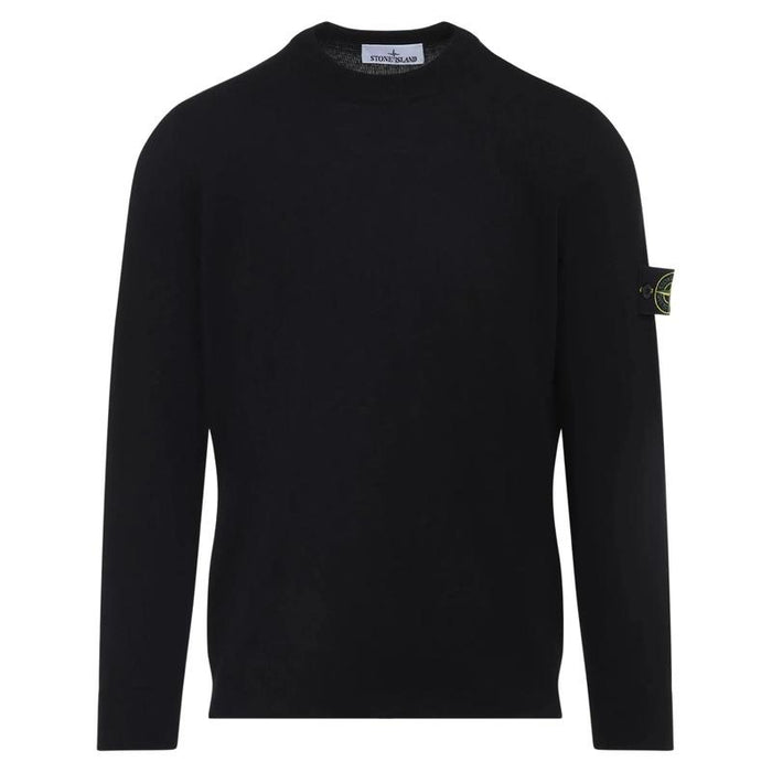 STONE ISLAND Light Pure RWS Wool Crewneck Sweater Men Black