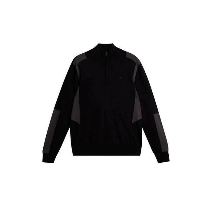 J LINDEBERG Men’s Golf Knit Zip-Up Sweater Black Mock Neck