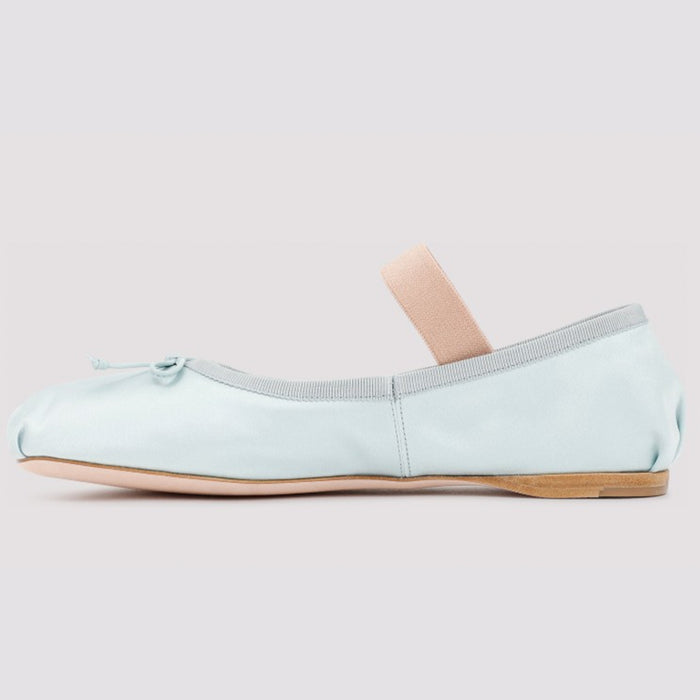 Miu Miu Sky Blue Satin Strap Ballerina Flats