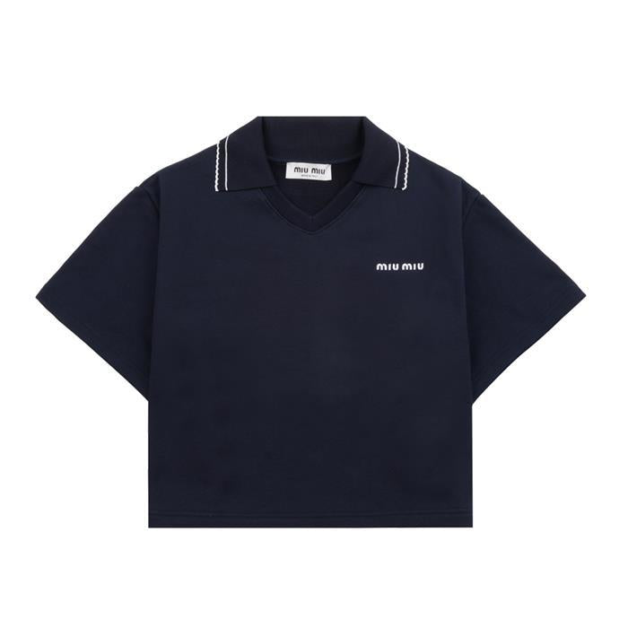 Miu Miu Cotton Fleece Crop Sweatshirt Black Women’s Top
