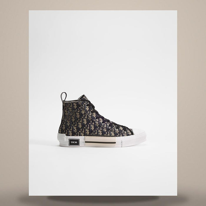 DIOR Beige Black Dior Oblique Jacquard High-Top Sneakers