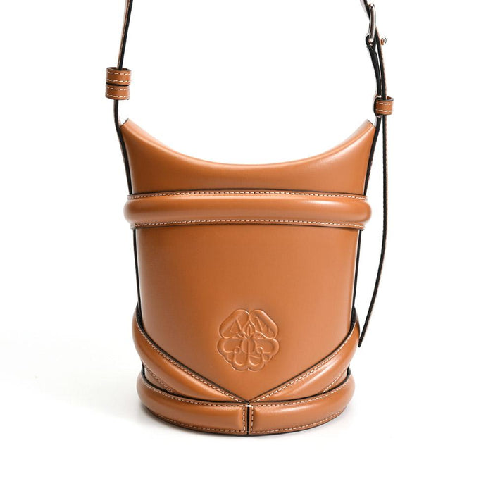 Alexander Mcqueen The Curve Brown Leather Bucket Shoulder Bag