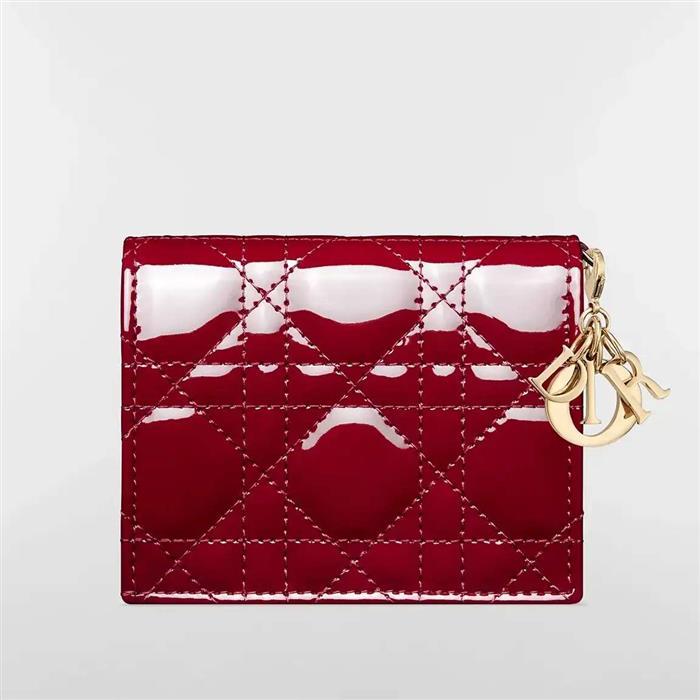 DIOR Lady Gardenia Mini Wallet - Women’s Bi-Fold Leather Wallet