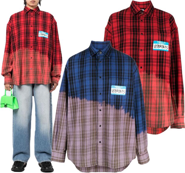 Vetements Unisex My Name Is Bleached Plaid Shirt UE63SH190N