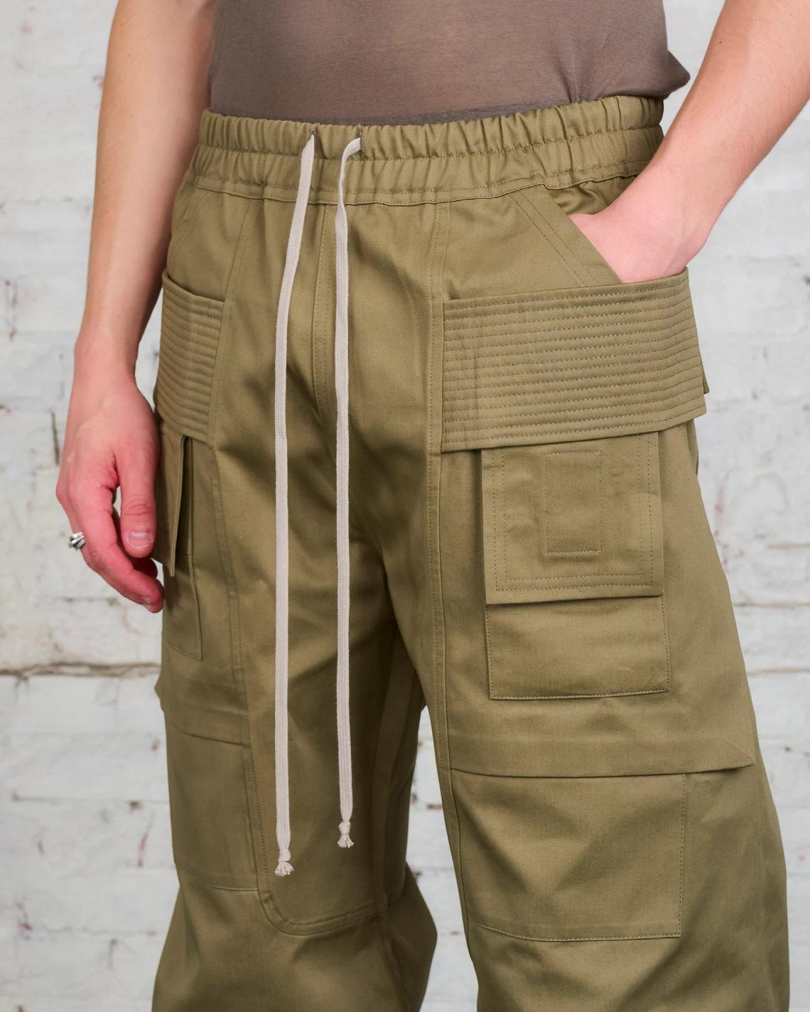 Rick Owens DRKSHDW Cotton Twill Wide Creatch Cargo Pants Pale Gr DU02C5394 TW 25