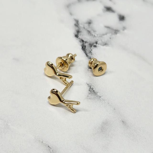AMI Heart Logo Hammered Brass Earrings Unisex UJW445 361 902