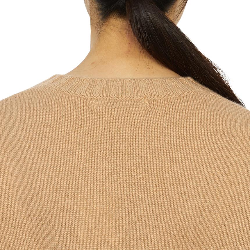 SPORTY&RICH Camel Round Neck Knit Sweater for Women