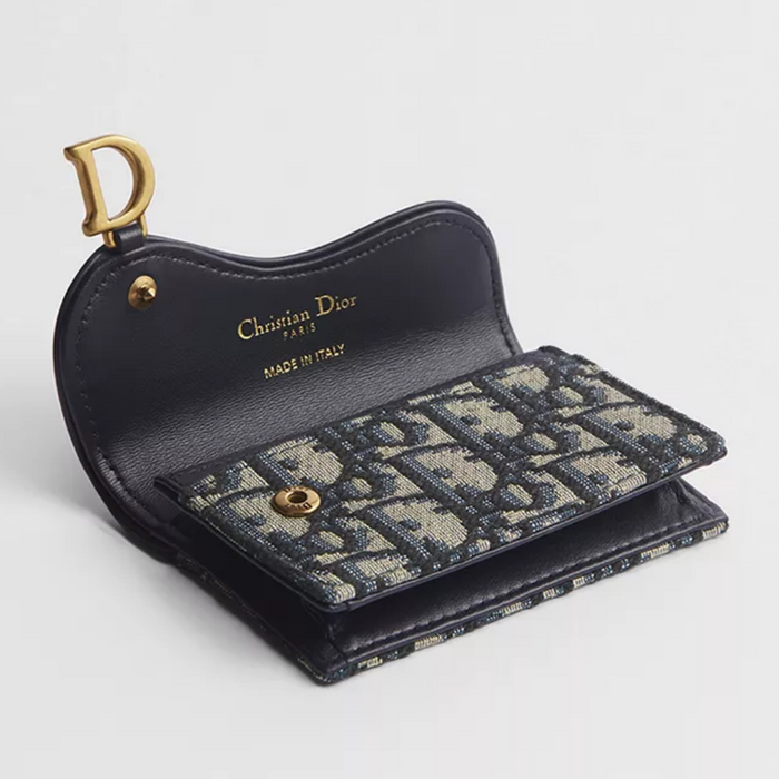 DIOR Oblique Saddle Bloom Women’s Card Holder Wallet