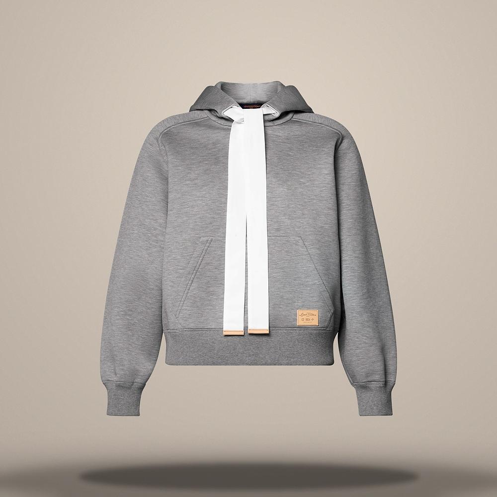 Louis Vuitton Women's Contrast Drawstring Hoodie Light Gray 1AKENU