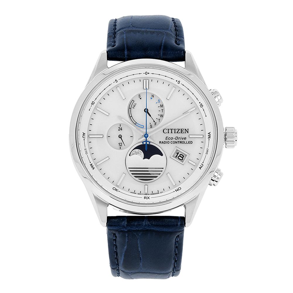 CITIZEN Moonphase Radio Controlled Leather Watch for Men BY1030 09A
