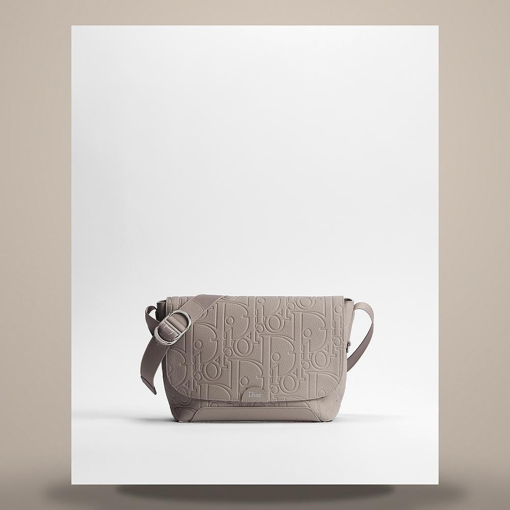 DIOR Trianon Gray Gravity Leather Jett Flap Strap Bag Small Cros 1DBME227MLLH00G