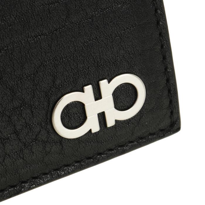 Ferragamo Gancini Leather Credit Card Holder Black Card Case
