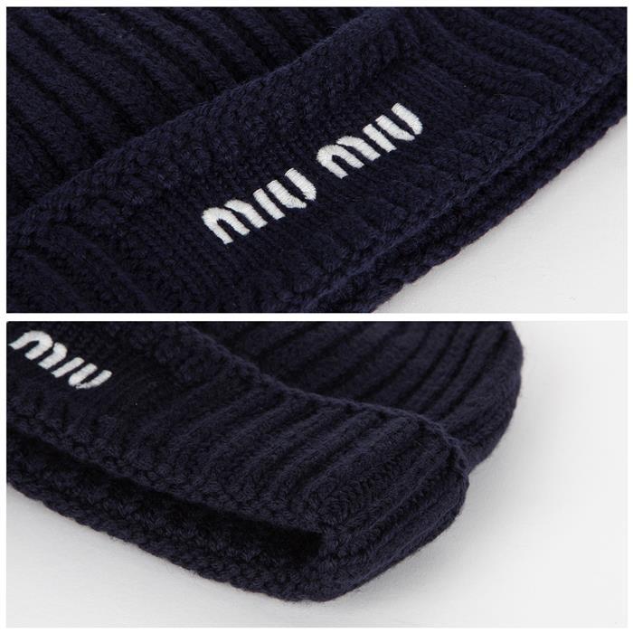 Miu Miu Embroidered Logo Wool Beanie 5HC375 2CSF F022X