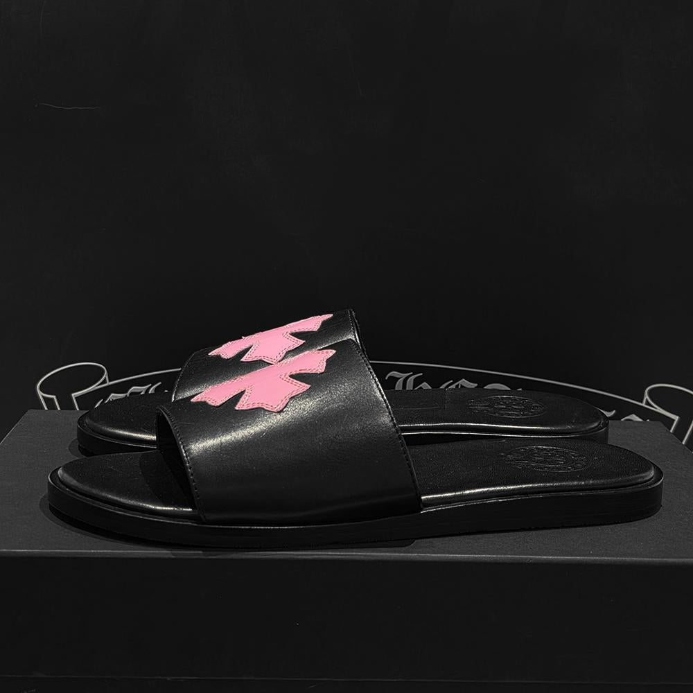 Chrome Hearts Cross Patch Slippers Black Pink Men’s