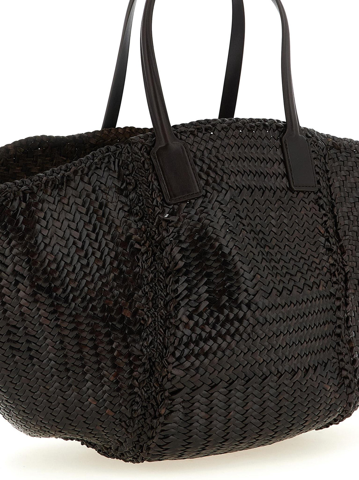 Dragon Diffusion Dark Brown Woven Leather Tote Bag