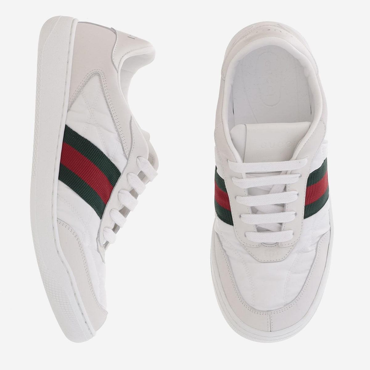 GUCCI White Leather Low-Top Sneakers