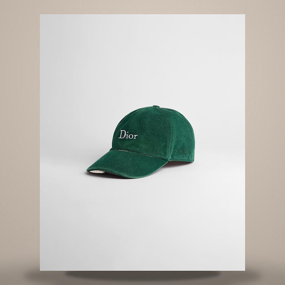 DIOR Green Stonewashed Cotton Cap 683C904B3176 C680