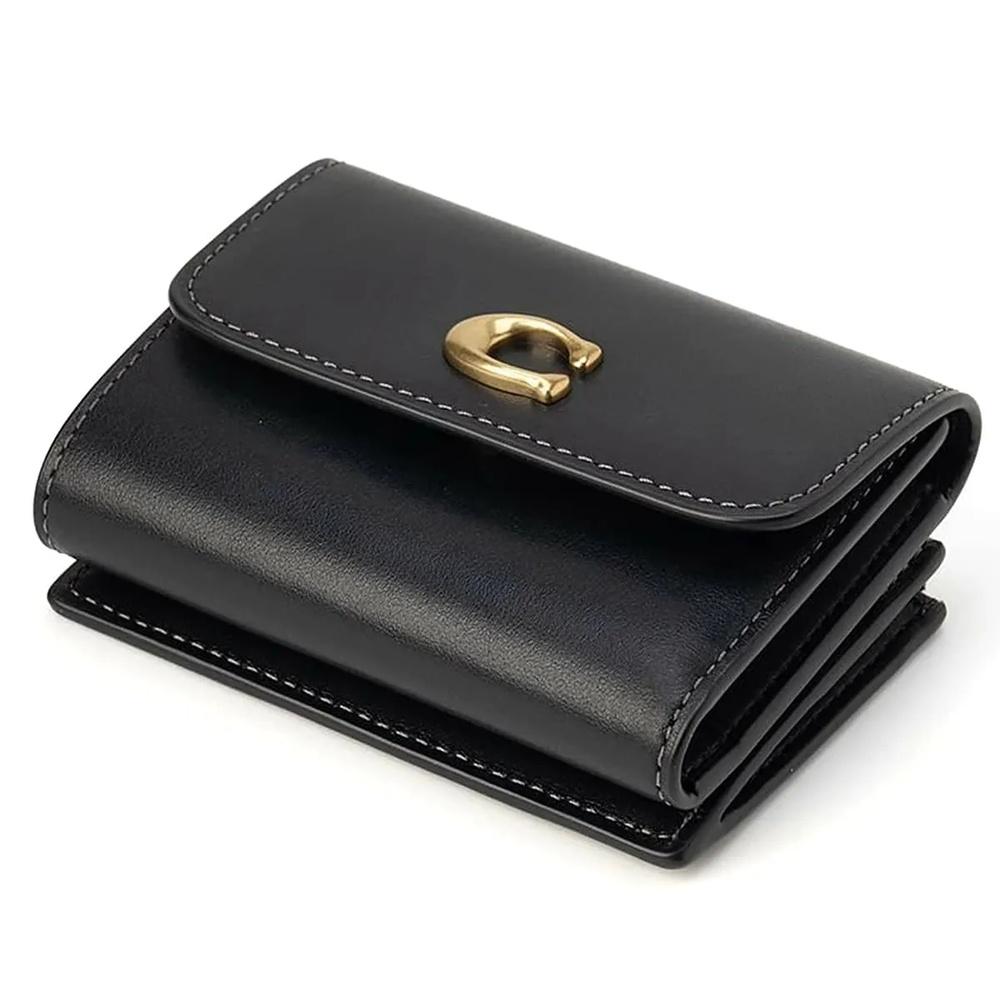 Coach Essential Leather Card Holder Compact Wallet Black