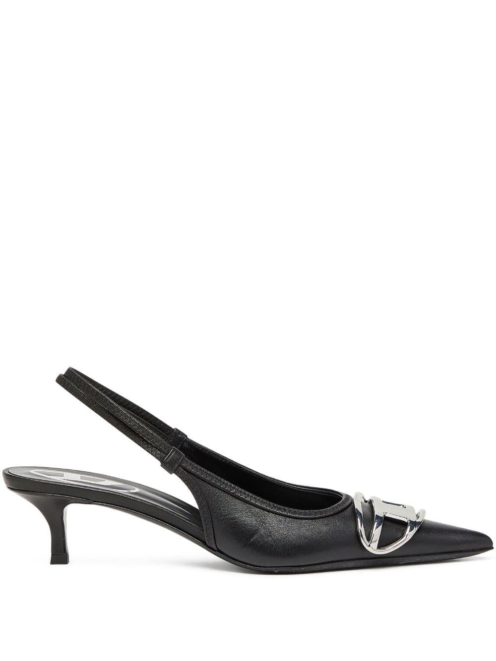 DIESEL Black Leather Slingback Pumps