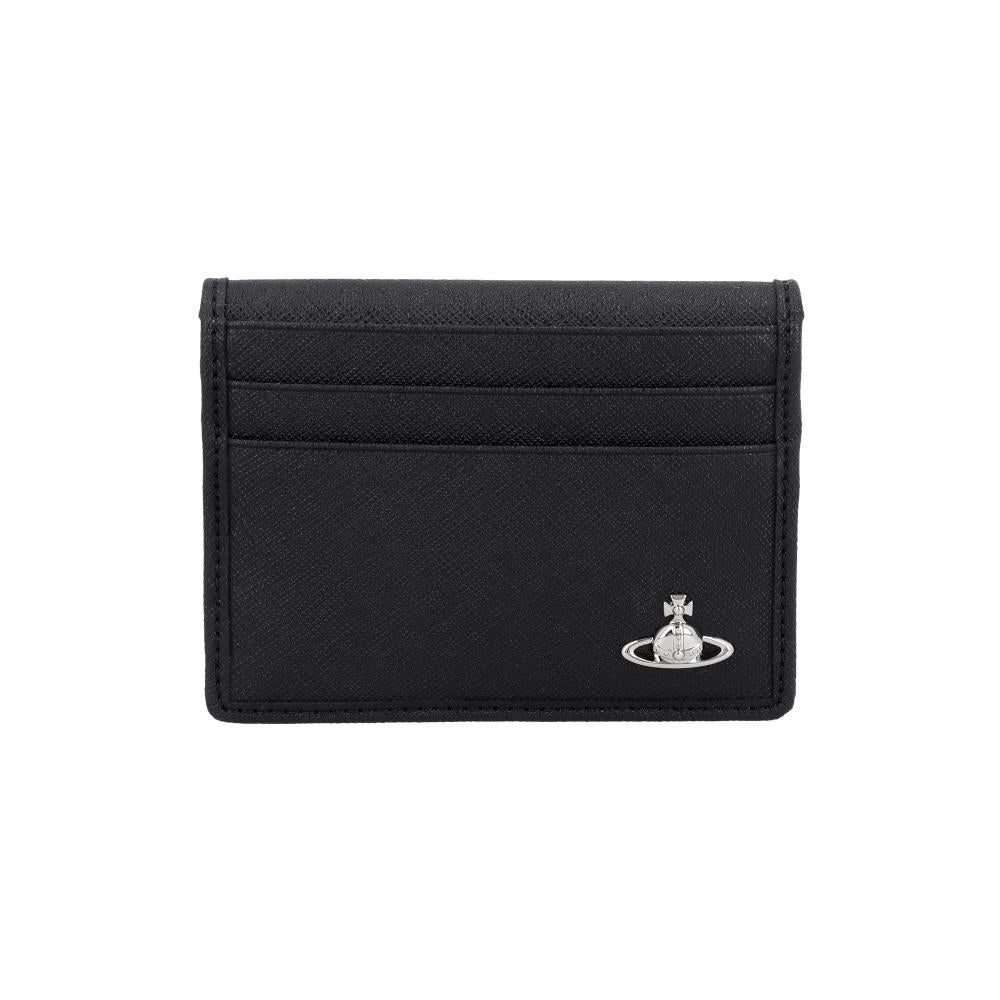 Vivienne Westwood Metal Logo Leather Card Holder Black Men’s Wallet