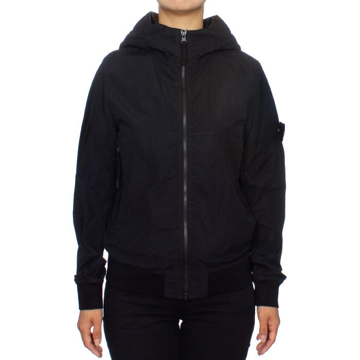 STONE ISLAND Women’s Hooded Jacket with Logo Patch Black