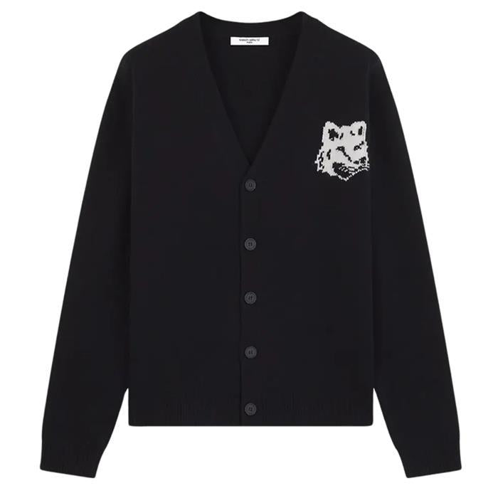 Maison Kitsune Fox Head Intarsia Comfort Cardigan Navy Men’s Knit