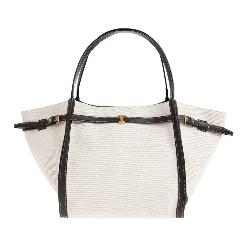 Tods T Timeless Medium Shopper Bag Beige Leather Tote