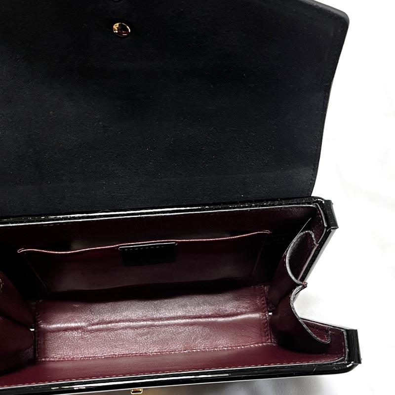 GUCCI Patent Leather Mini Top Handle Shoulder Bag Black 589479 1J70G 1000