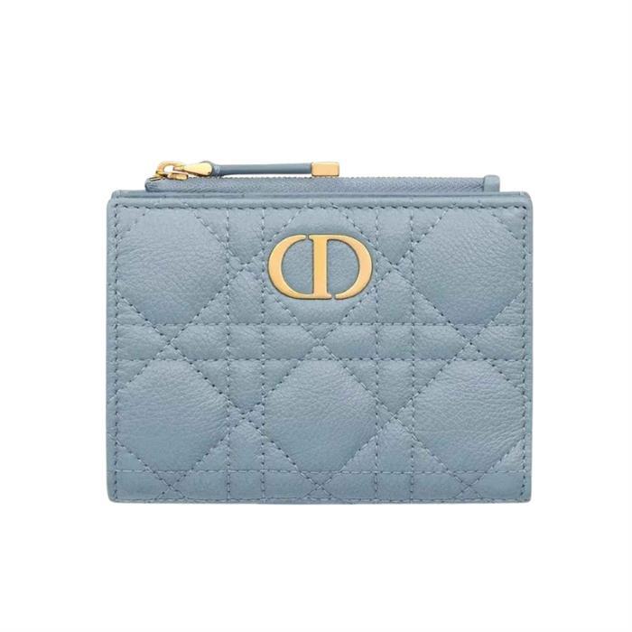DIOR Caro Dahlia Leather Compact Wallet
