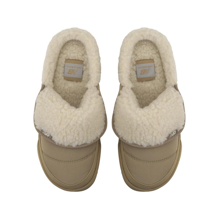 New Balance Purpley Beige Fleece Puffer Slippers