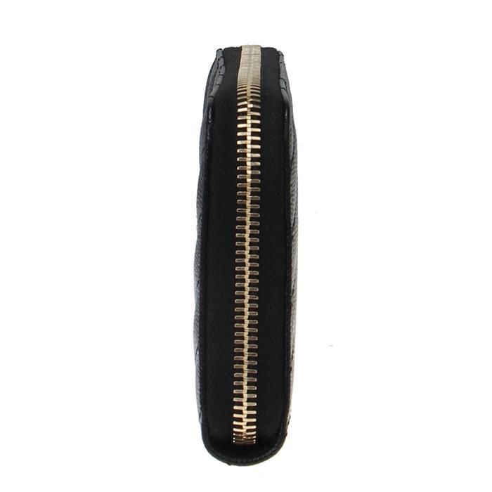 Saint Laurent Monogram Zip Long Wallet Black Leather