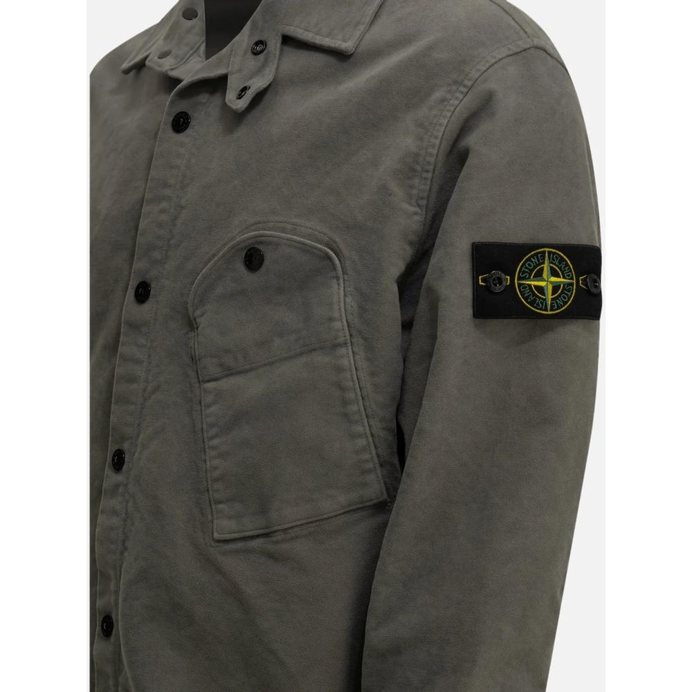 STONE ISLAND Cotton Moleskin Long Sleeve Men’s Shirt Navy